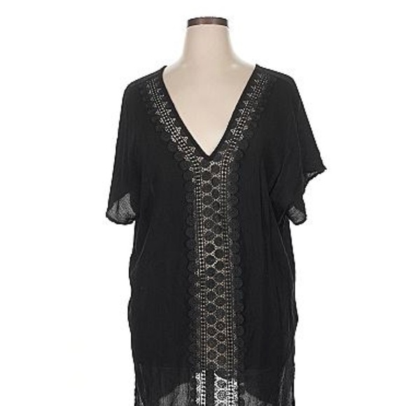 Kona Sol Black Lace Swim Cover-Up - Picture 1 of 6